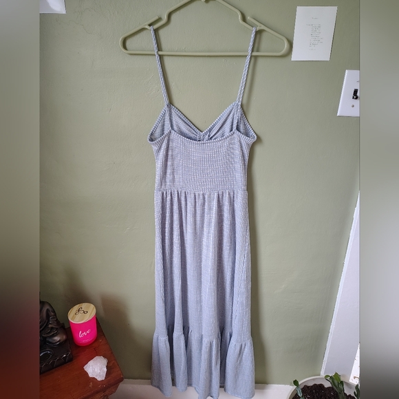 Caution to the Wind Women's Medium Light Blue White Spaghetti Strap Dress - Picture 4 of 6